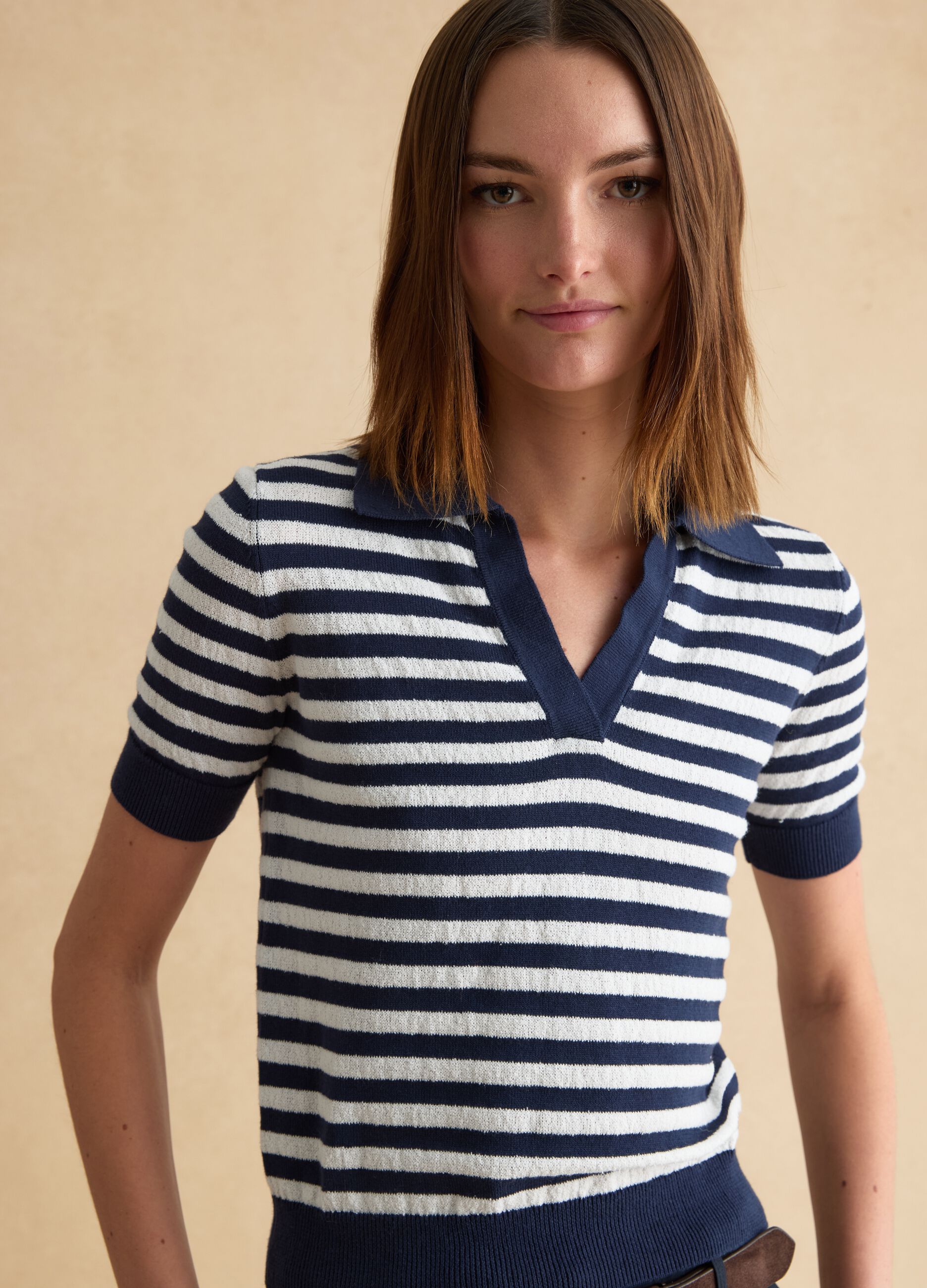 Regular fit multicolour striped cotton blend jumper