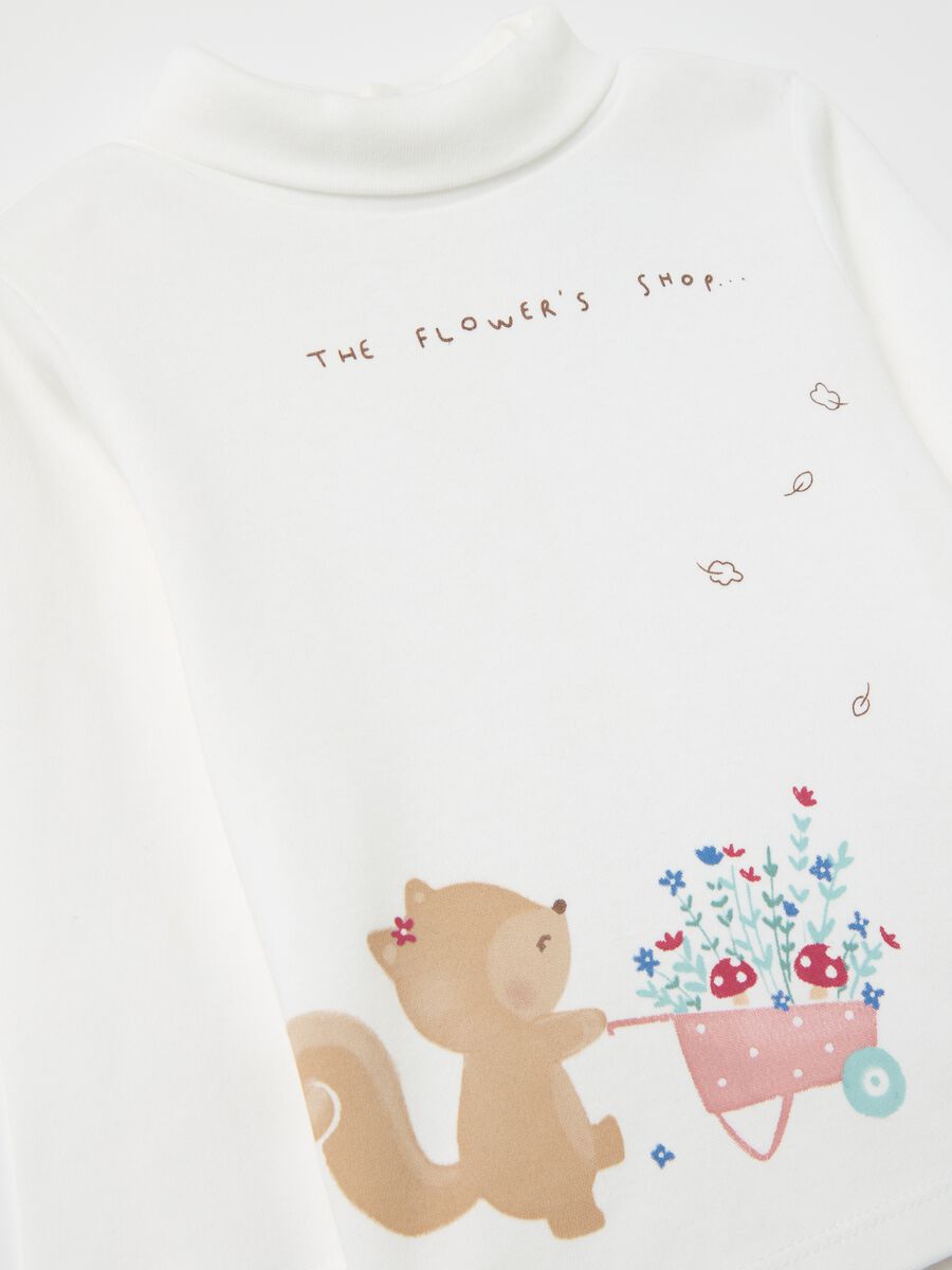 Organic cotton T-shirt with high neck and print_3