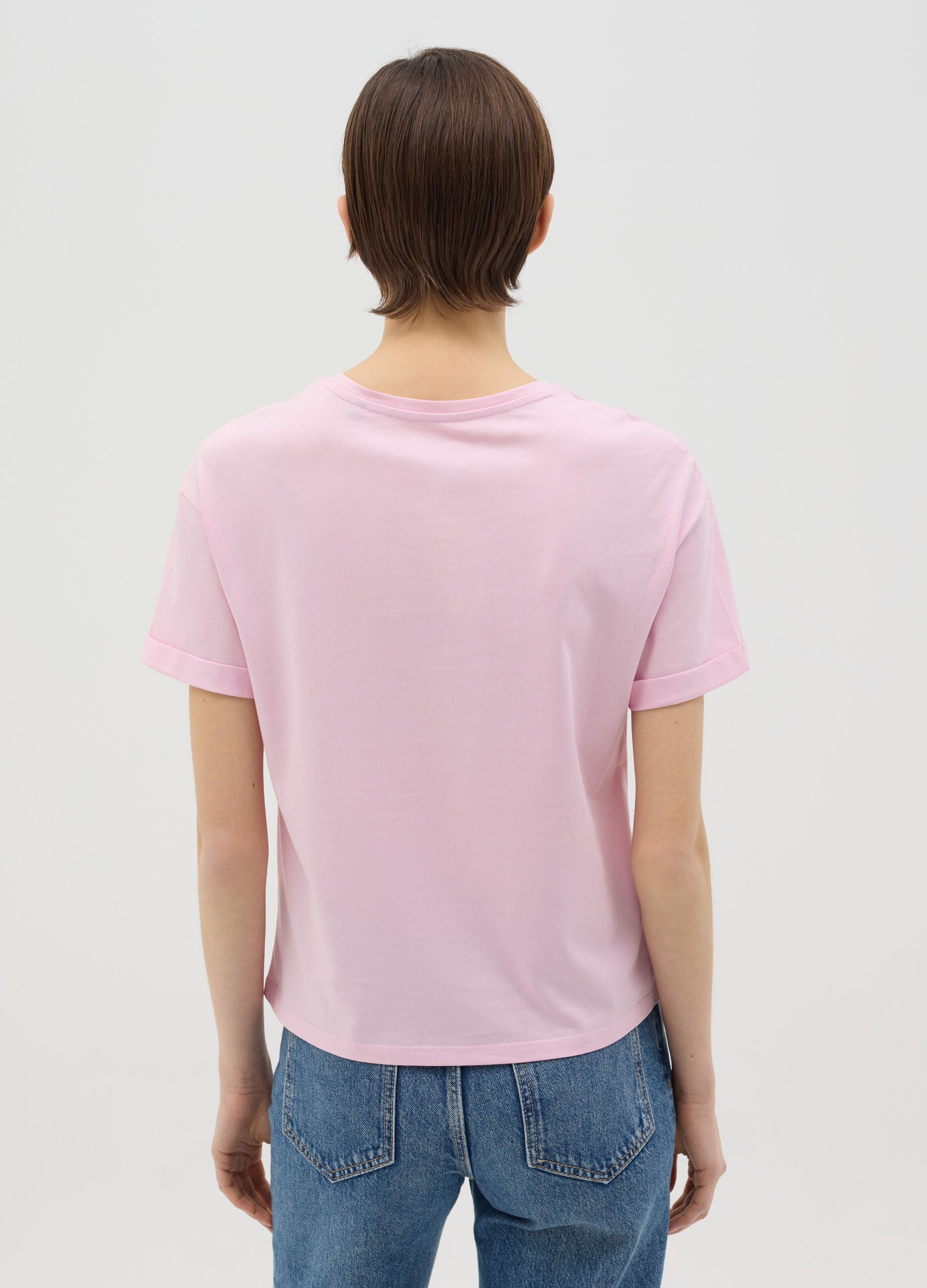 Pink boxy-fit T-shirt in cotton