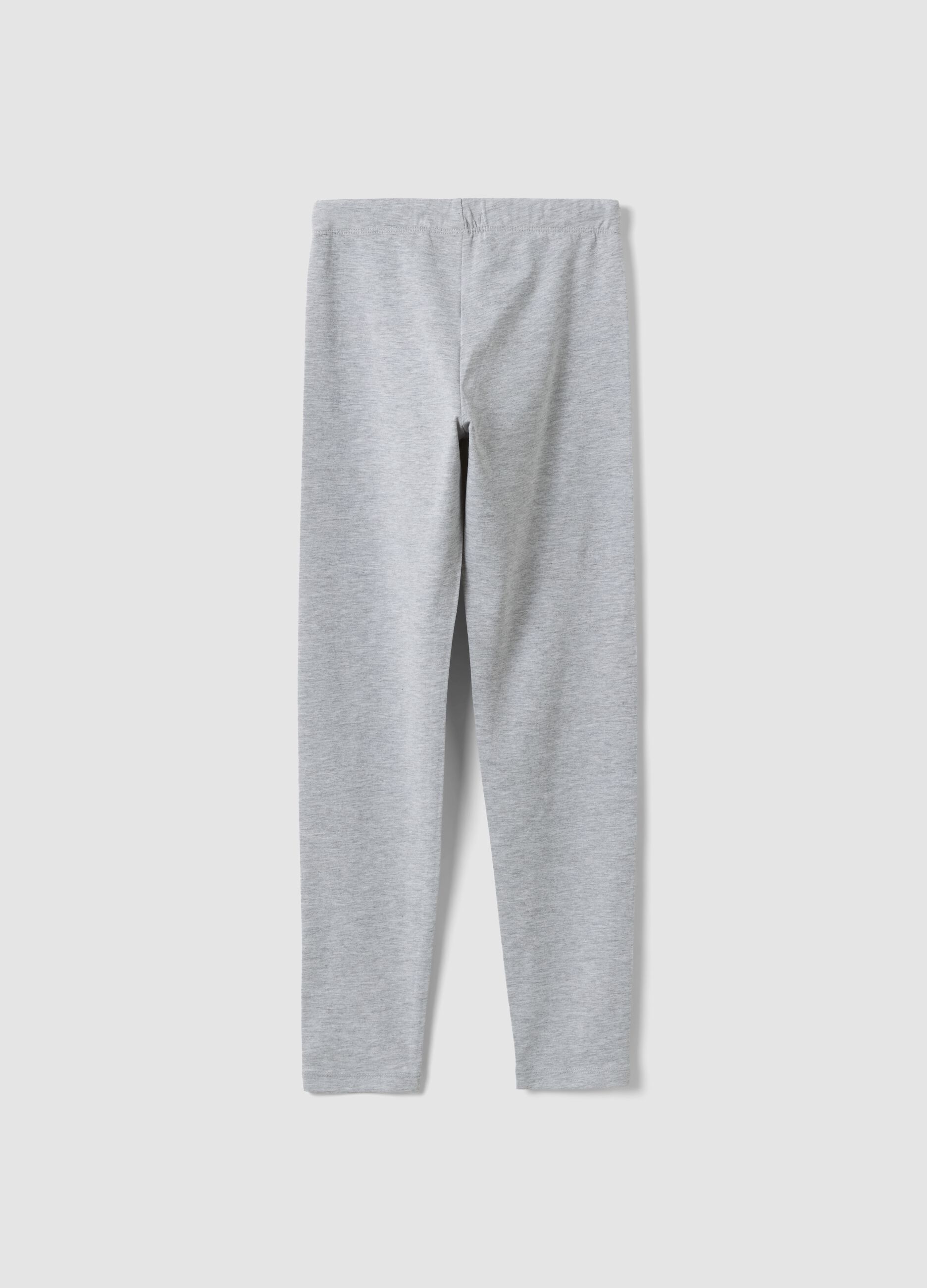 Girls&rsquo; grey skinny leggings in stretch organic cotton blend