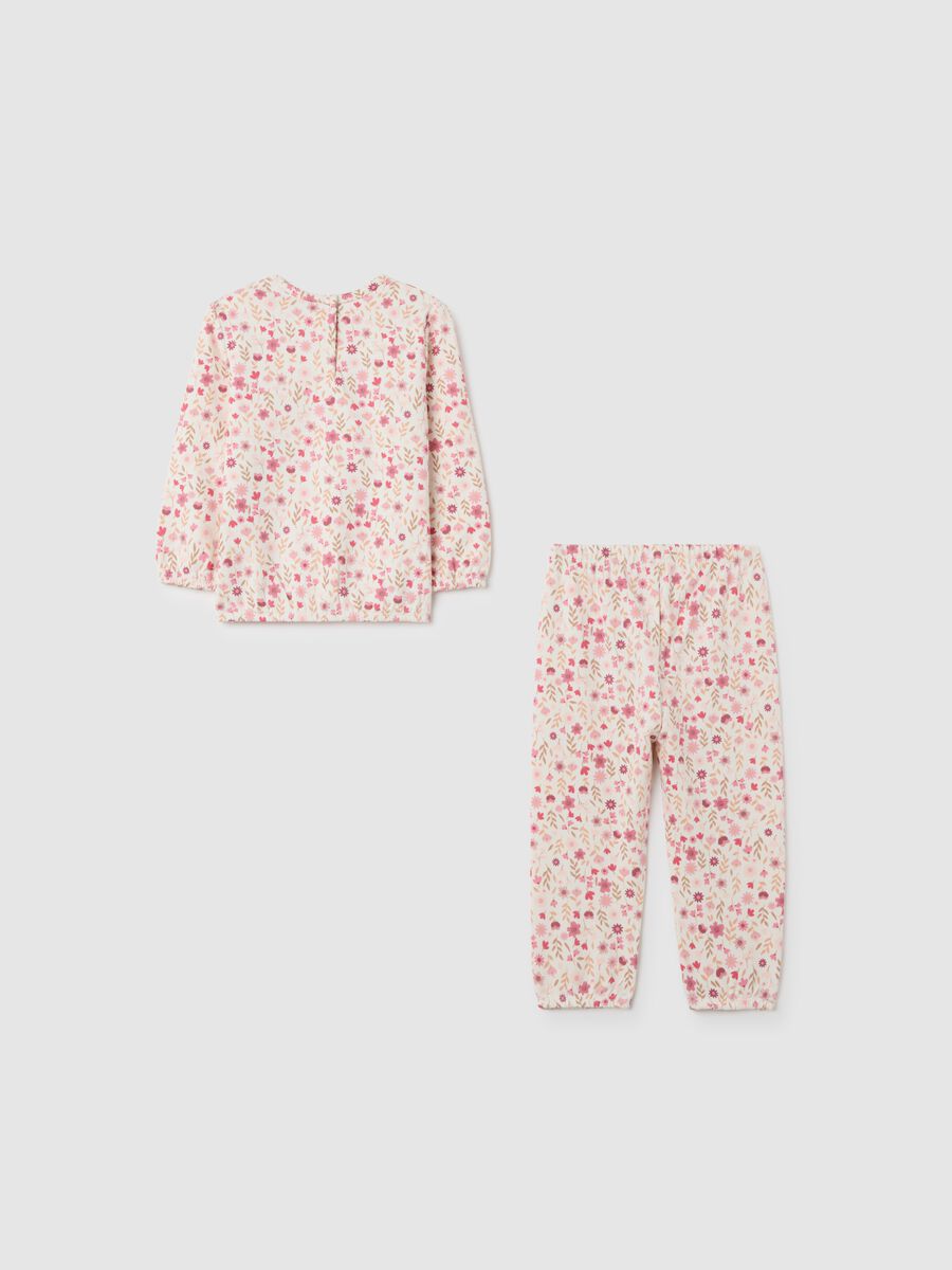 Baby girl's multicoloured pyjamas in pure cotton with floral print_1