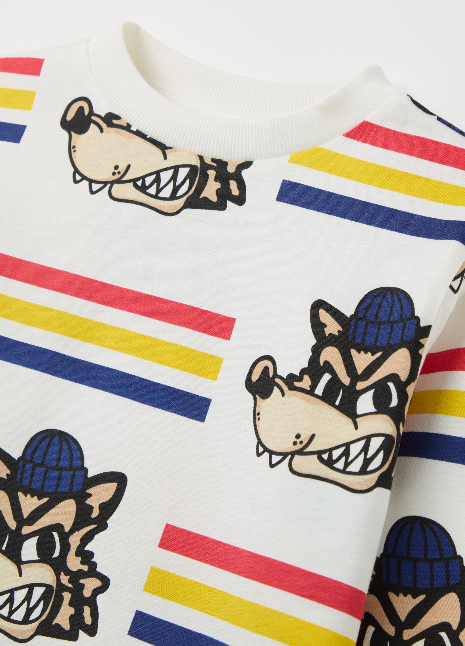 T-shirt a maniche lunghe in cotone con stampa 