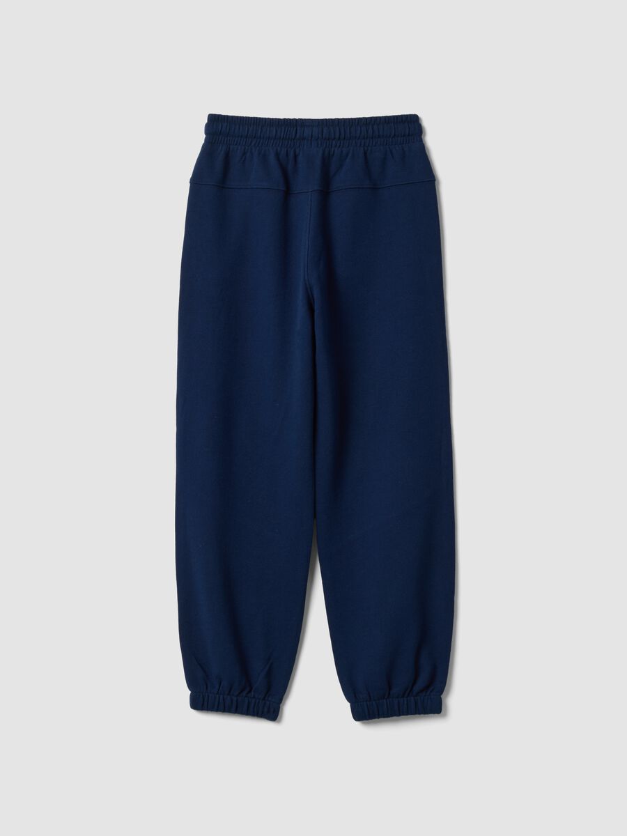 Pantaloni jogger blu in puro cotone_1