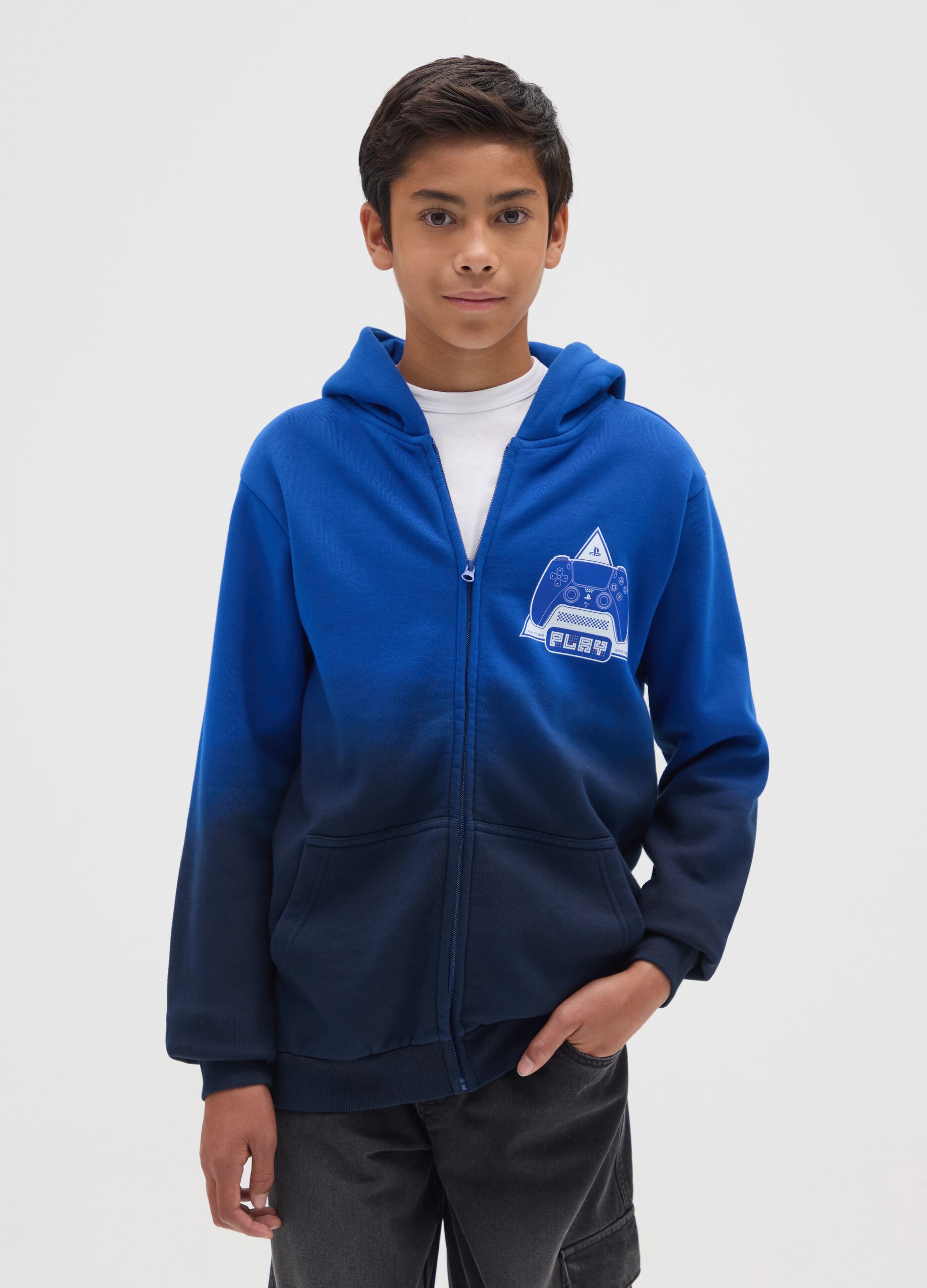 Children's blue cotton-blend hoodie in regular fit