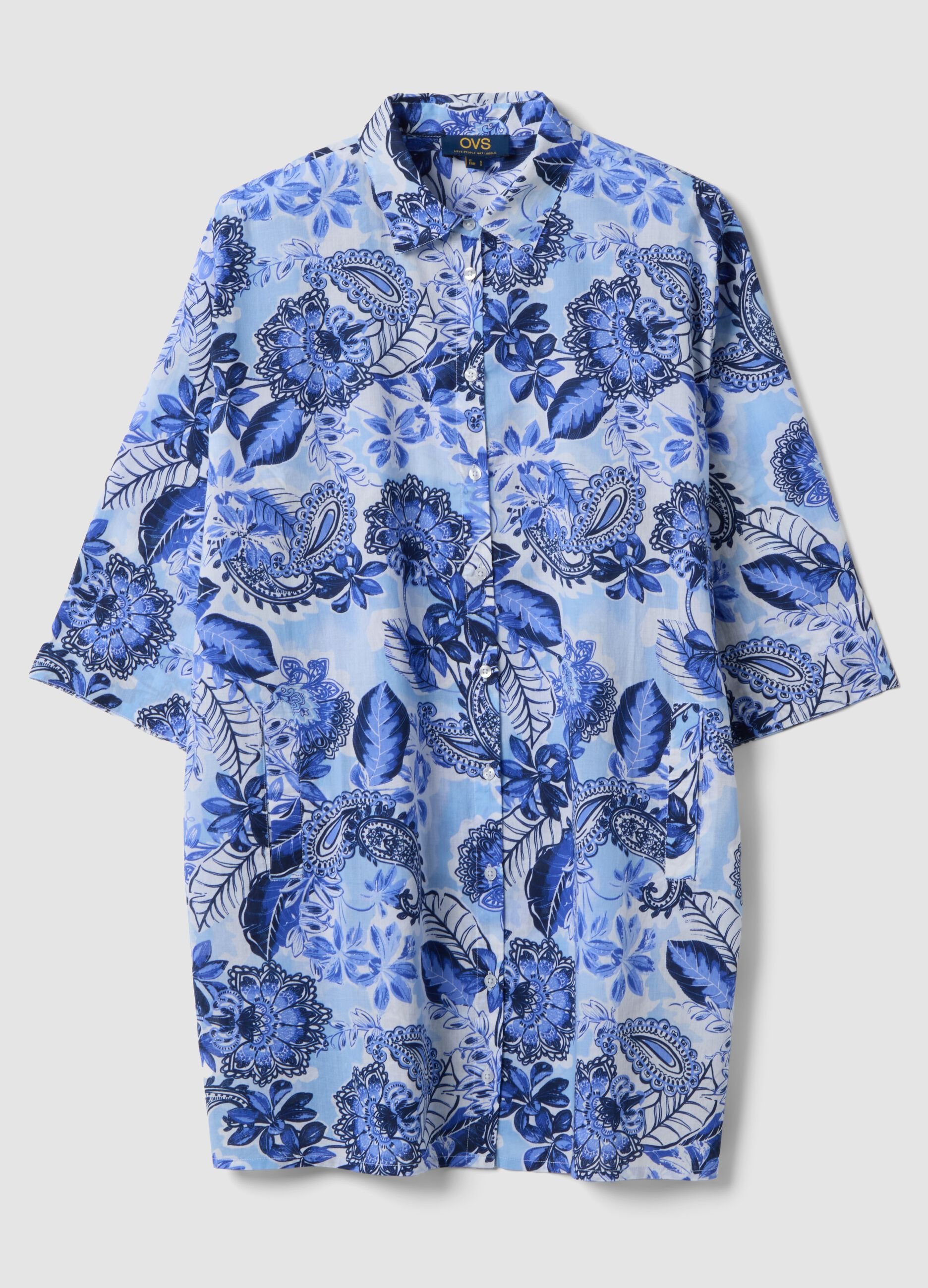 Blue pure cotton kaftan with print