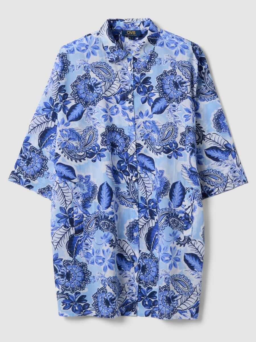 Blue pure cotton kaftan with print_0