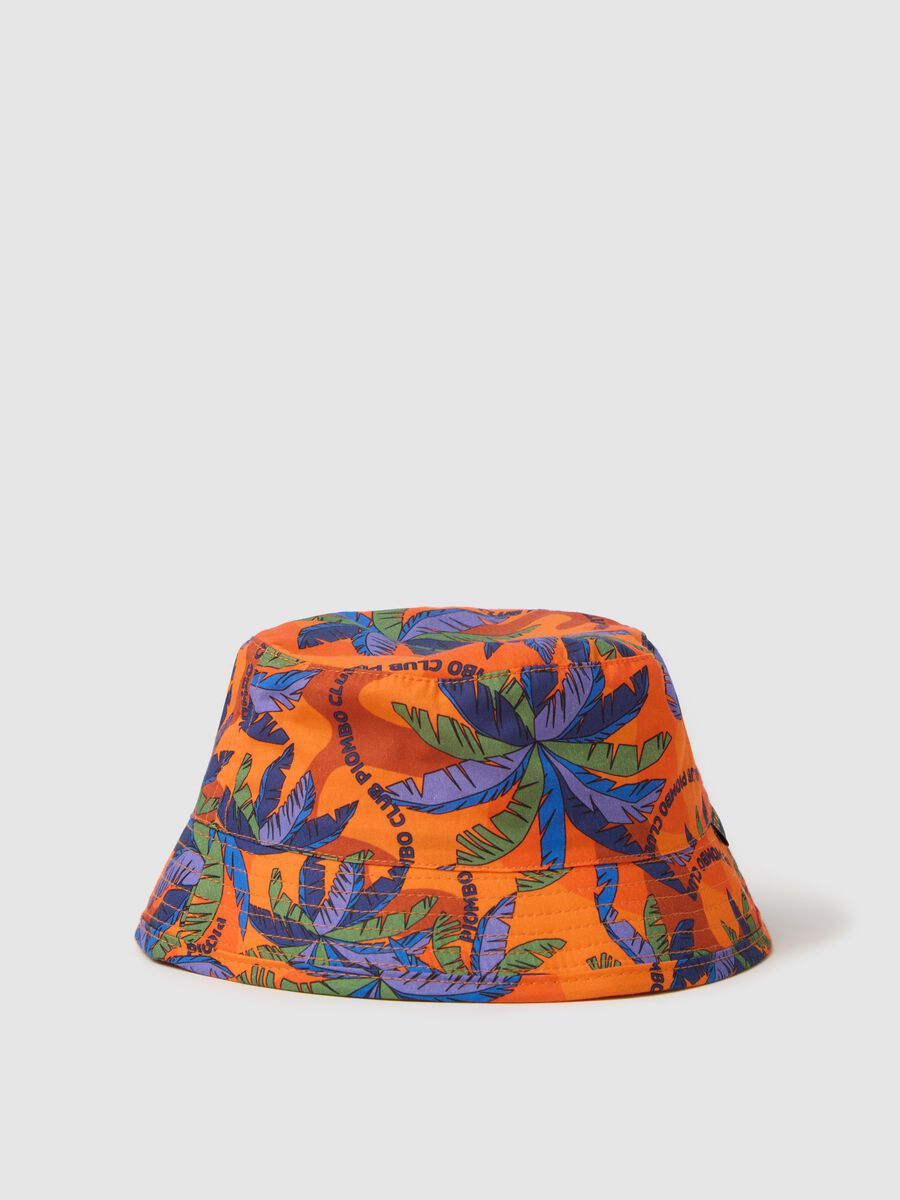 Orange fishing hat with palms print_0
