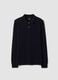 Blue long-sleeved regular-fit polo shirt in pure organic cotton piqu&eacute;_0