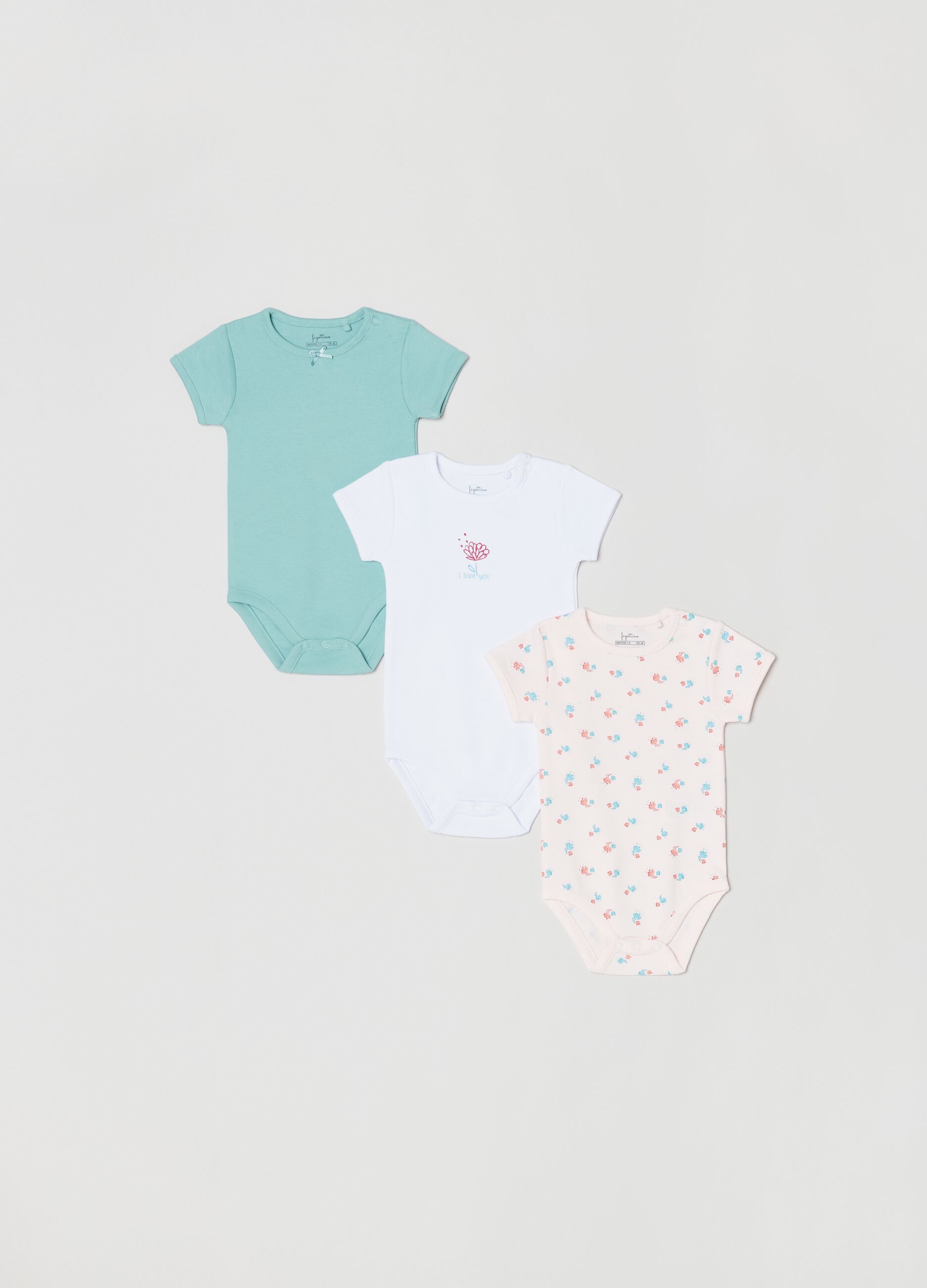 Tripack body in cotone con stampa
