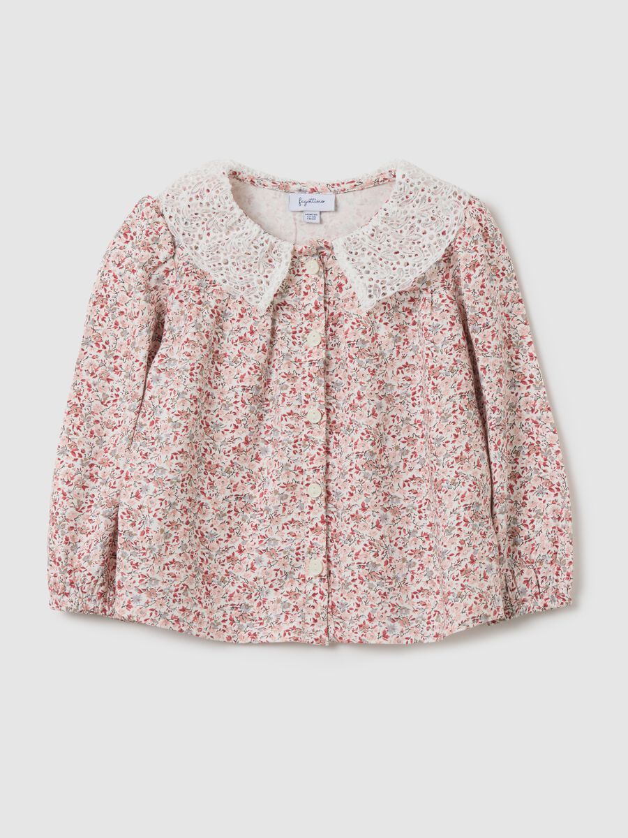 Regular fit floral shirt for girls with buttons_0