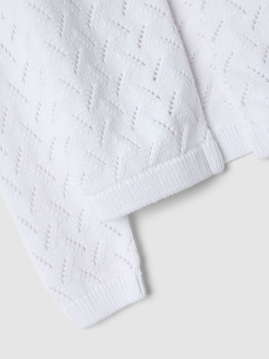 Cardigan in puro cotone bianco da bambina regular fit con bottone_2