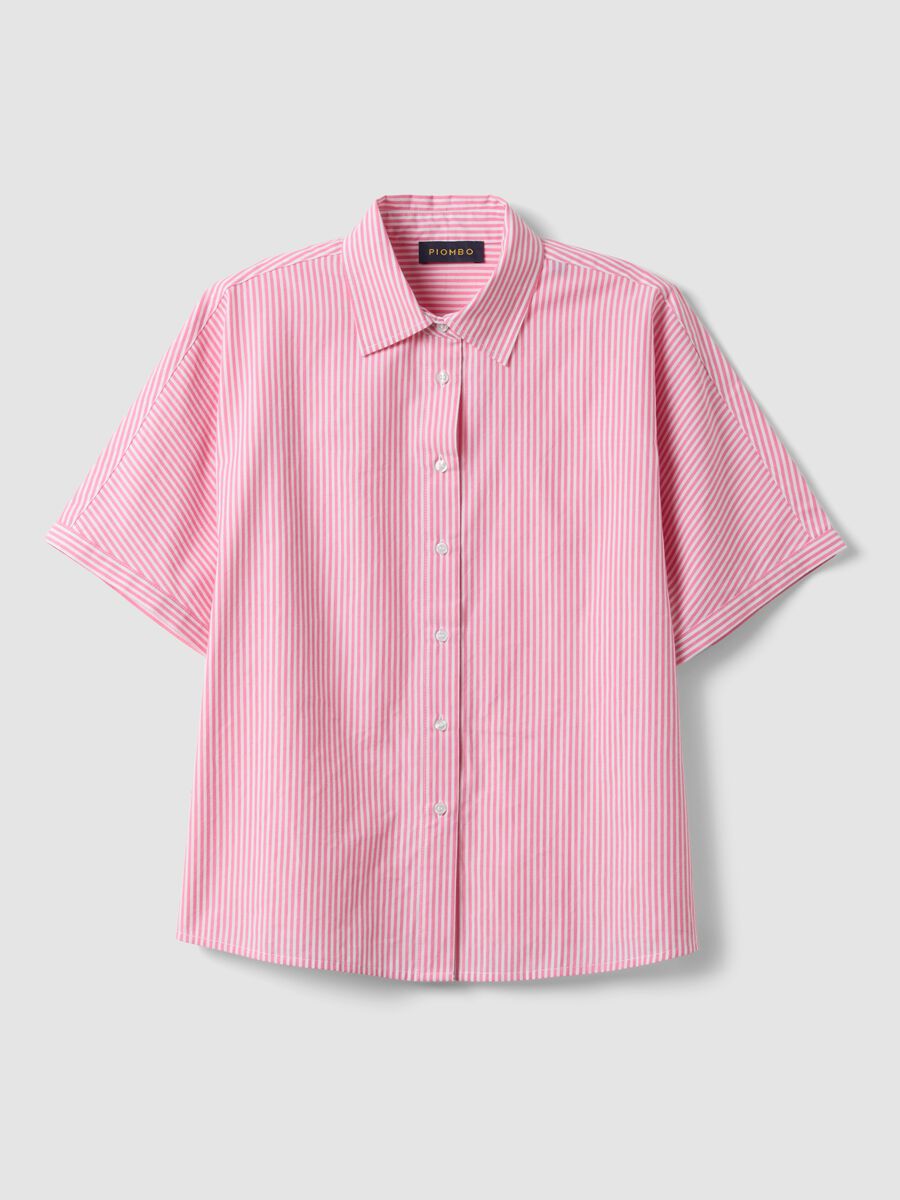 Camicia in puro cotone a righe bianche e rosa oversize fit_4