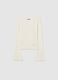 Beige stretch cotton regular fit girls' top_0