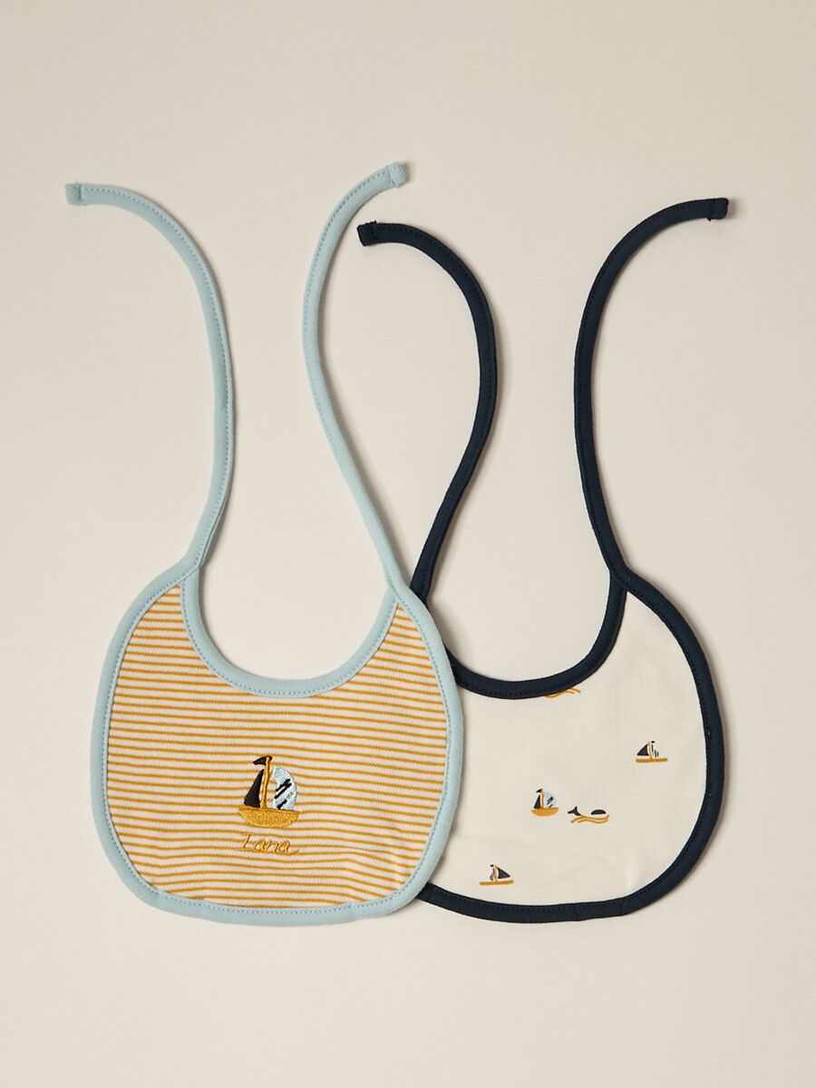 IANA newborn boy two-pack bibs in 100% cotton_0