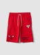 Red cotton-blend sports shorts with Chicago Bulls logo_0