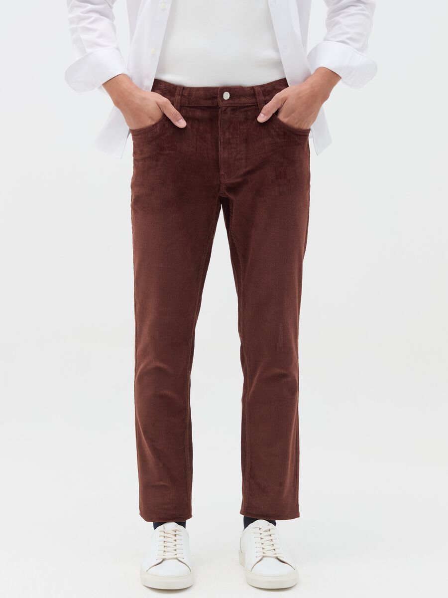 Trousers with five pockets in corduroy_0