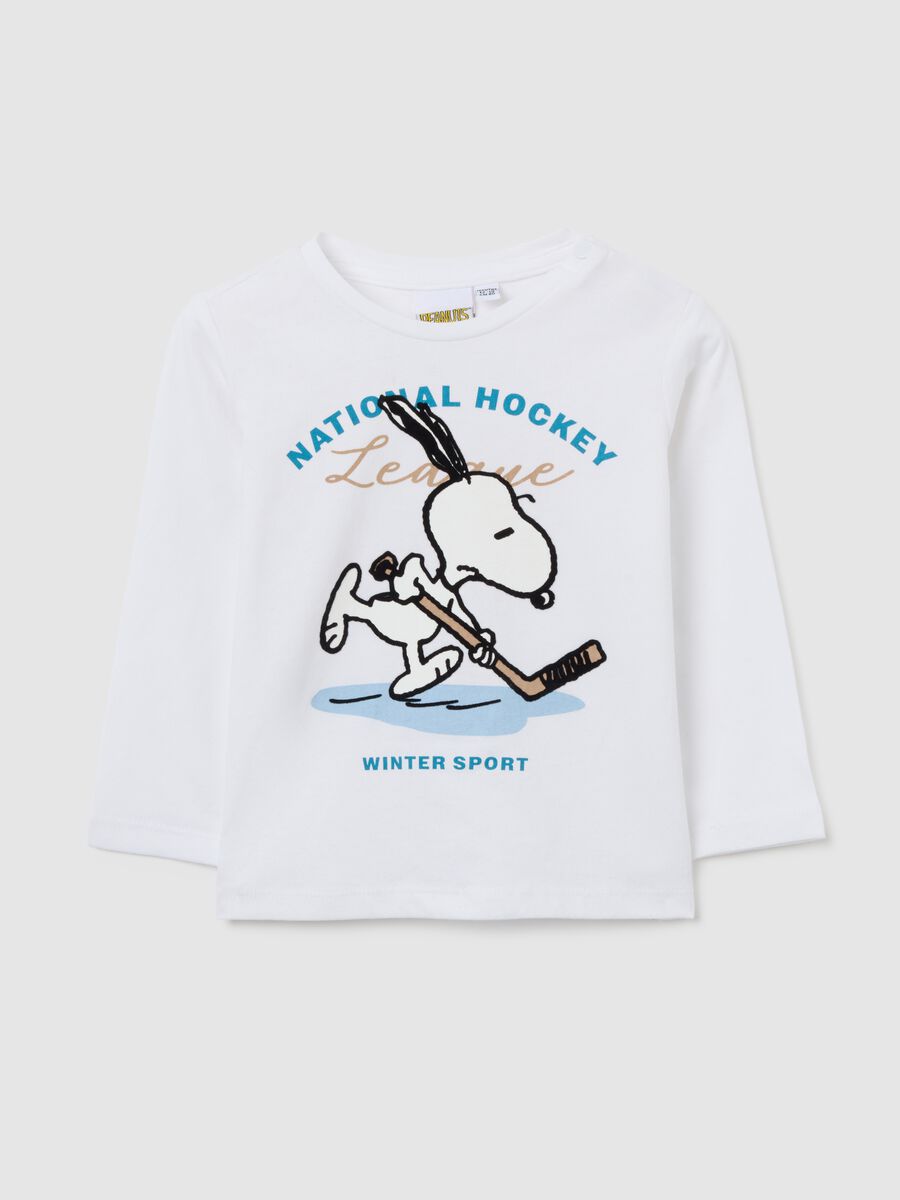 T-shirt da bimbo in puro cotone bianca regular fit con Snoopy_0