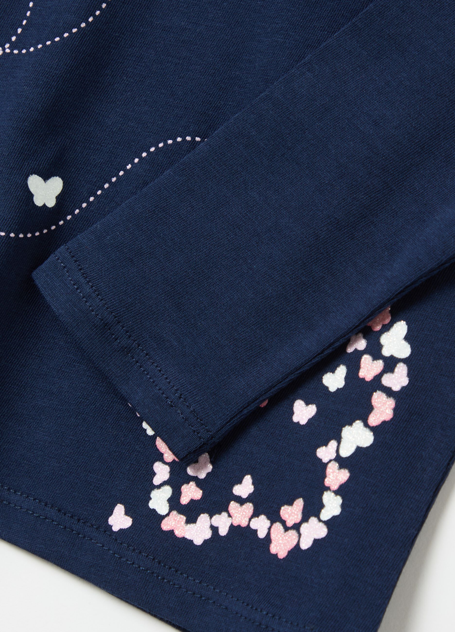 Cotton T-shirt with print and long sleeves