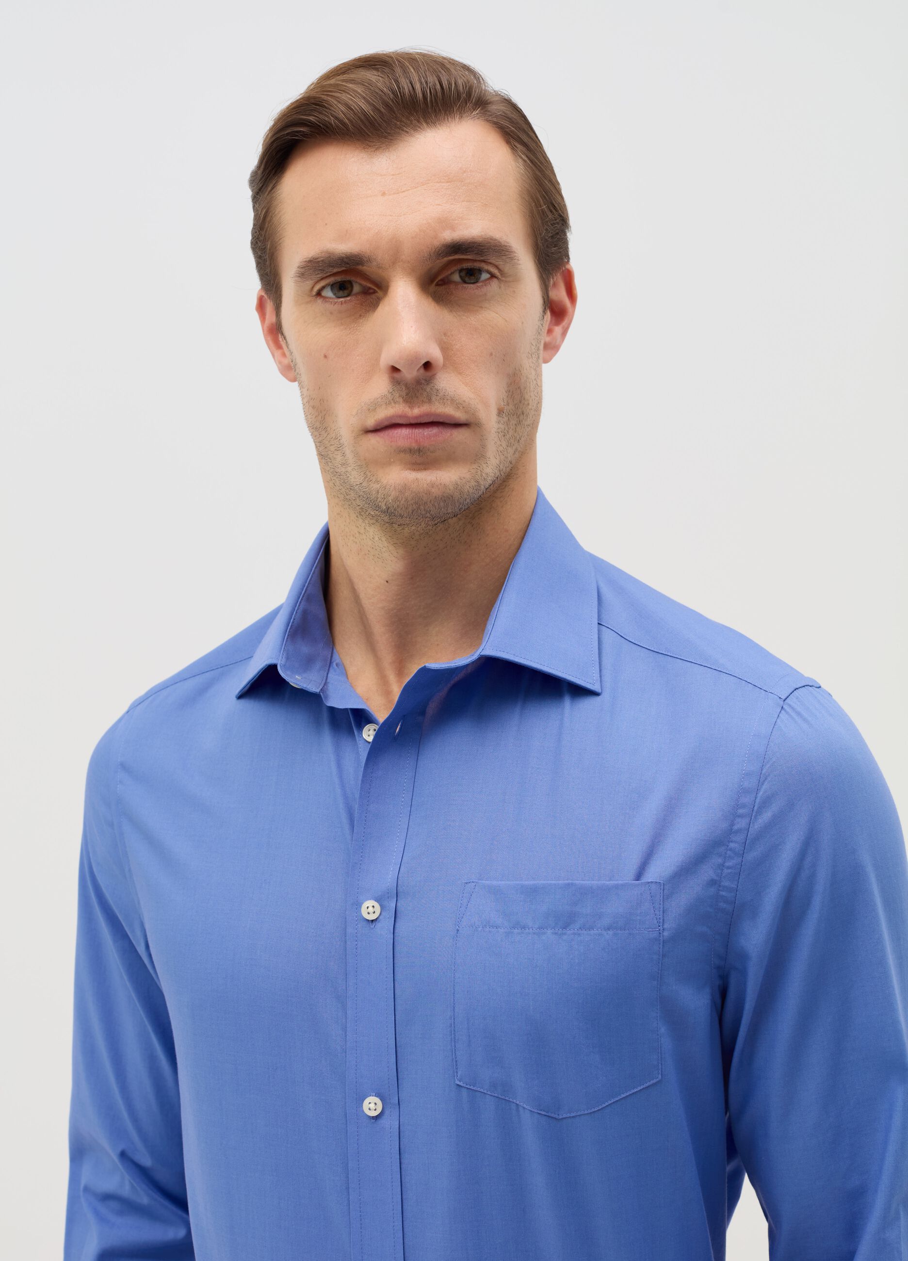 Regular-fit easy-iron shirt with pocket