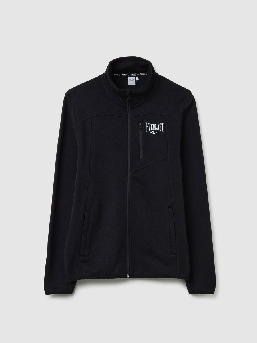 Black zip-up sweatshirt with high collar regular fit_4