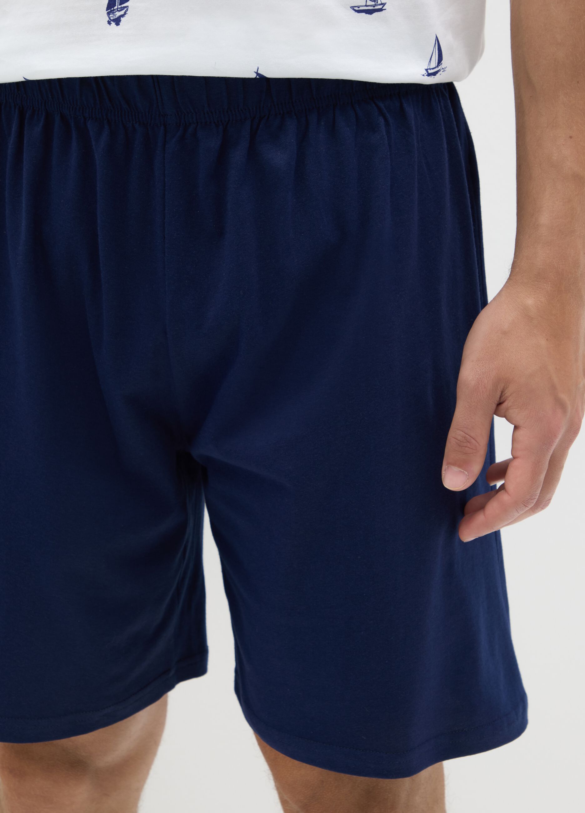 Completo pigiama da uomo in puro cotone bianco regular fit con fantasia