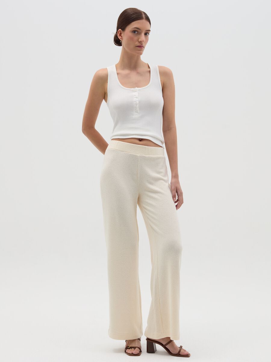 Ribbed tank top with granddad neckline_1