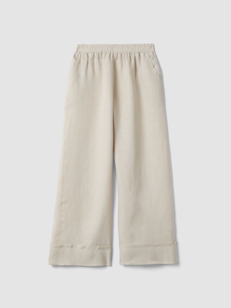 Beige pure linen regular-fit trousers_4
