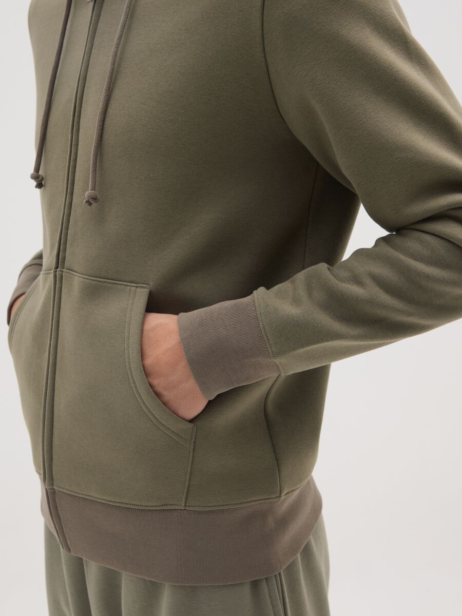 Felpa in misto cotone verde regular fit con zip_3