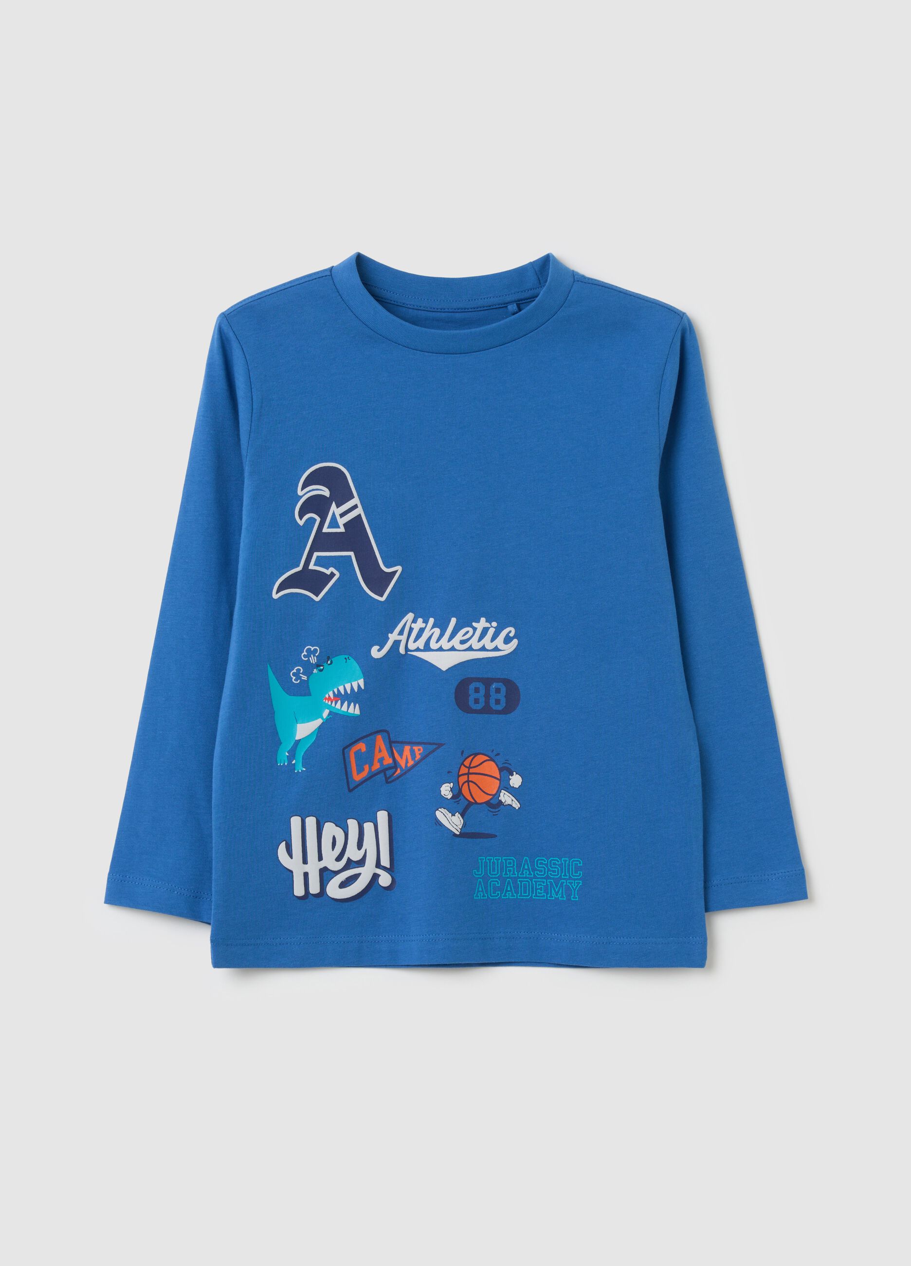 Long-sleeved T-shirt with dinosaur print
