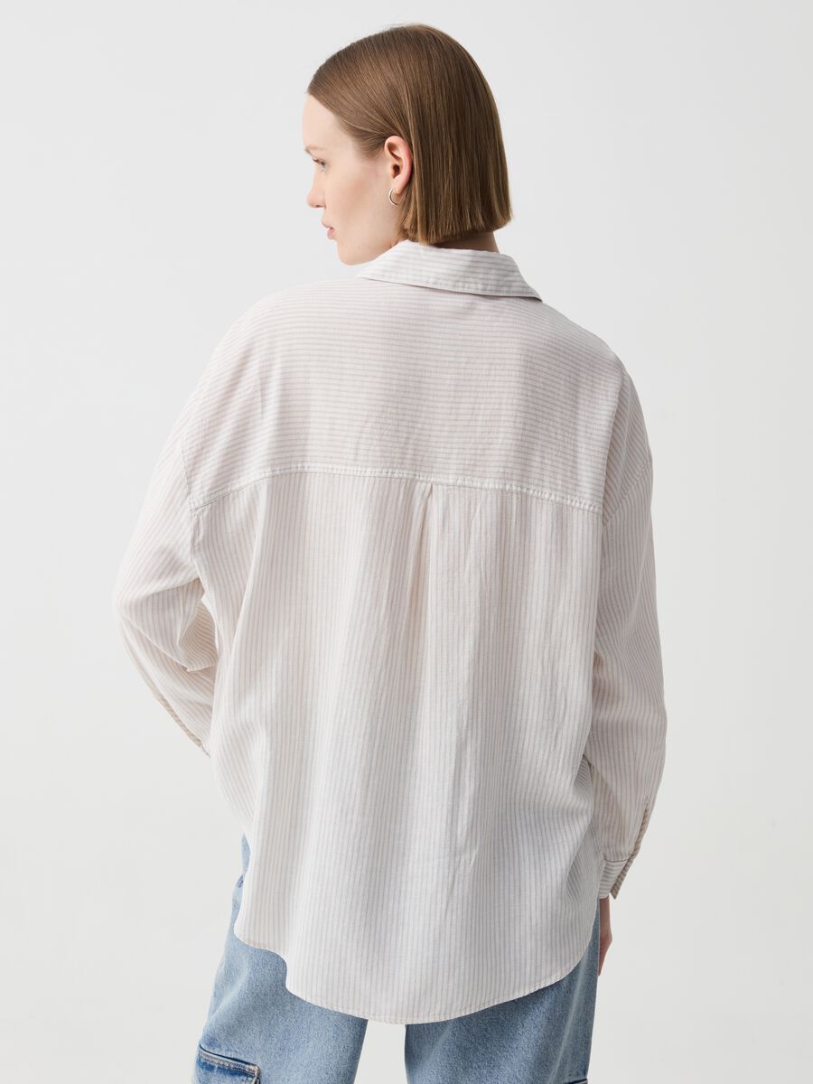 Linen and viscose oversized shirt with pocket_2