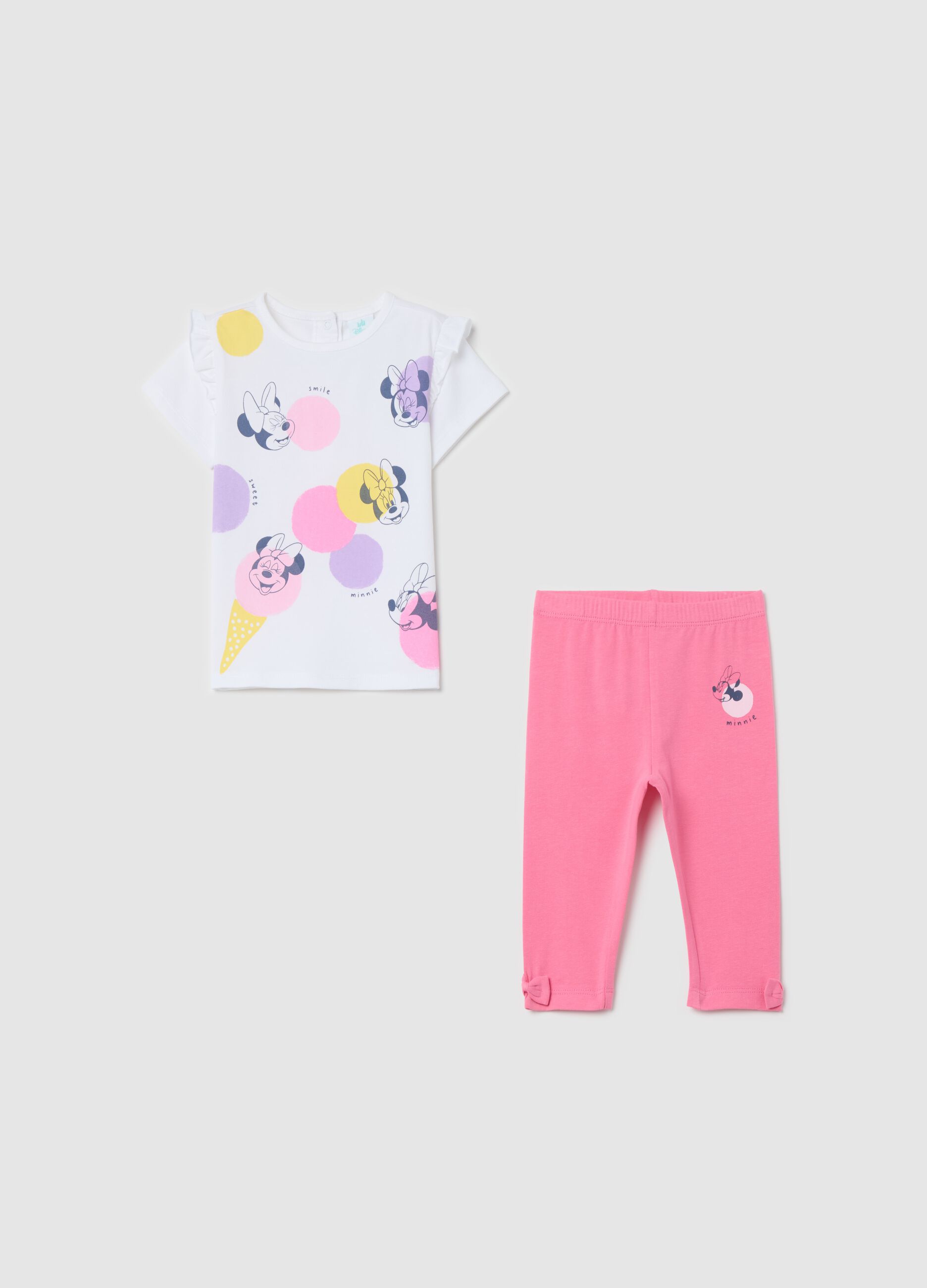 Jogging set con volant e stampa Minnie