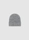 Grey knitted beanie hat with embellishments_0