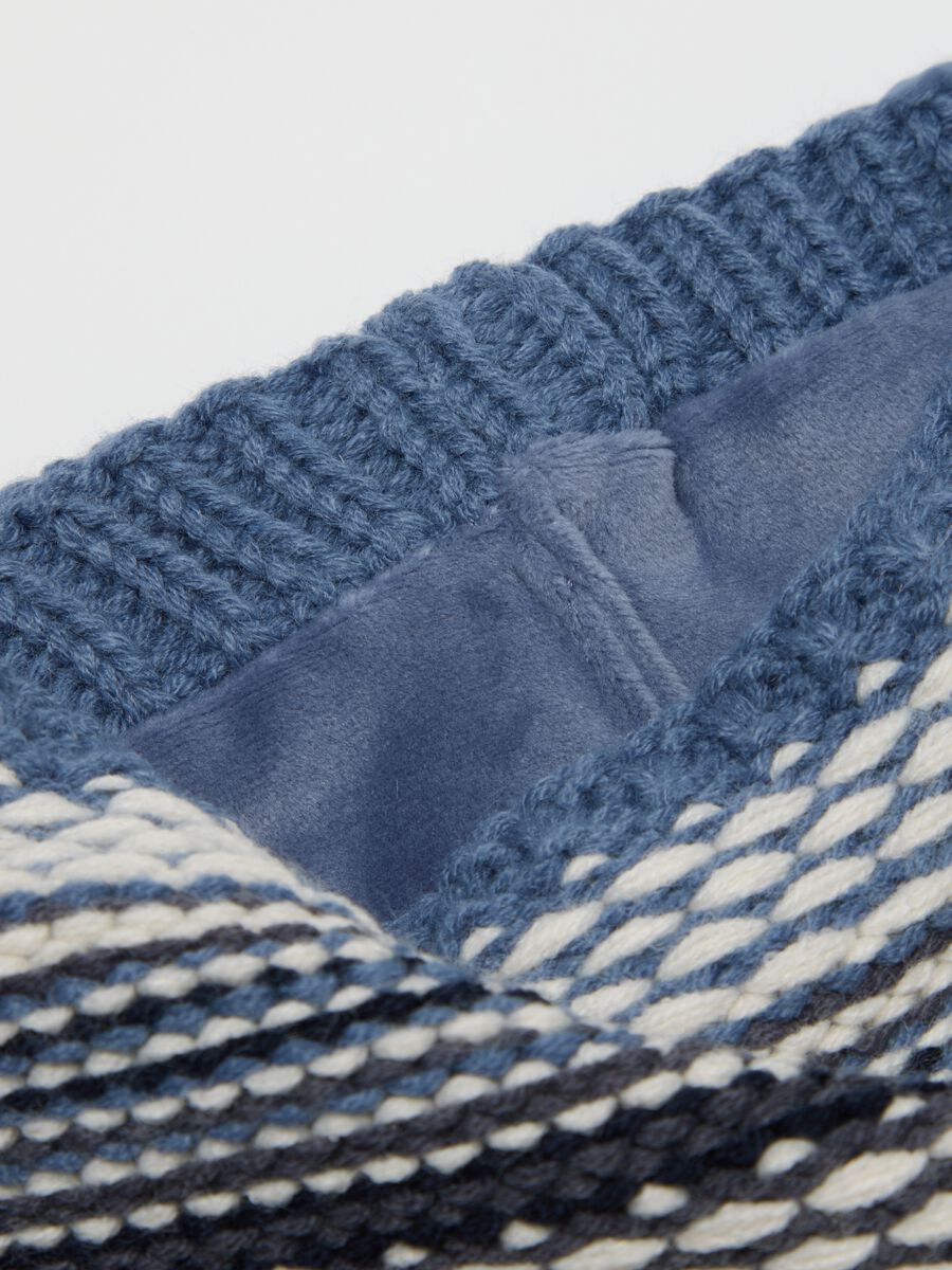 Blue acrylic striped scarf_1