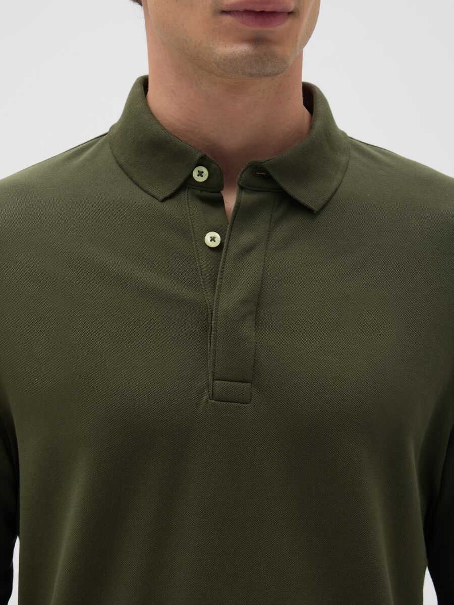Polo in cotone elasticizzato verde regular fit_3
