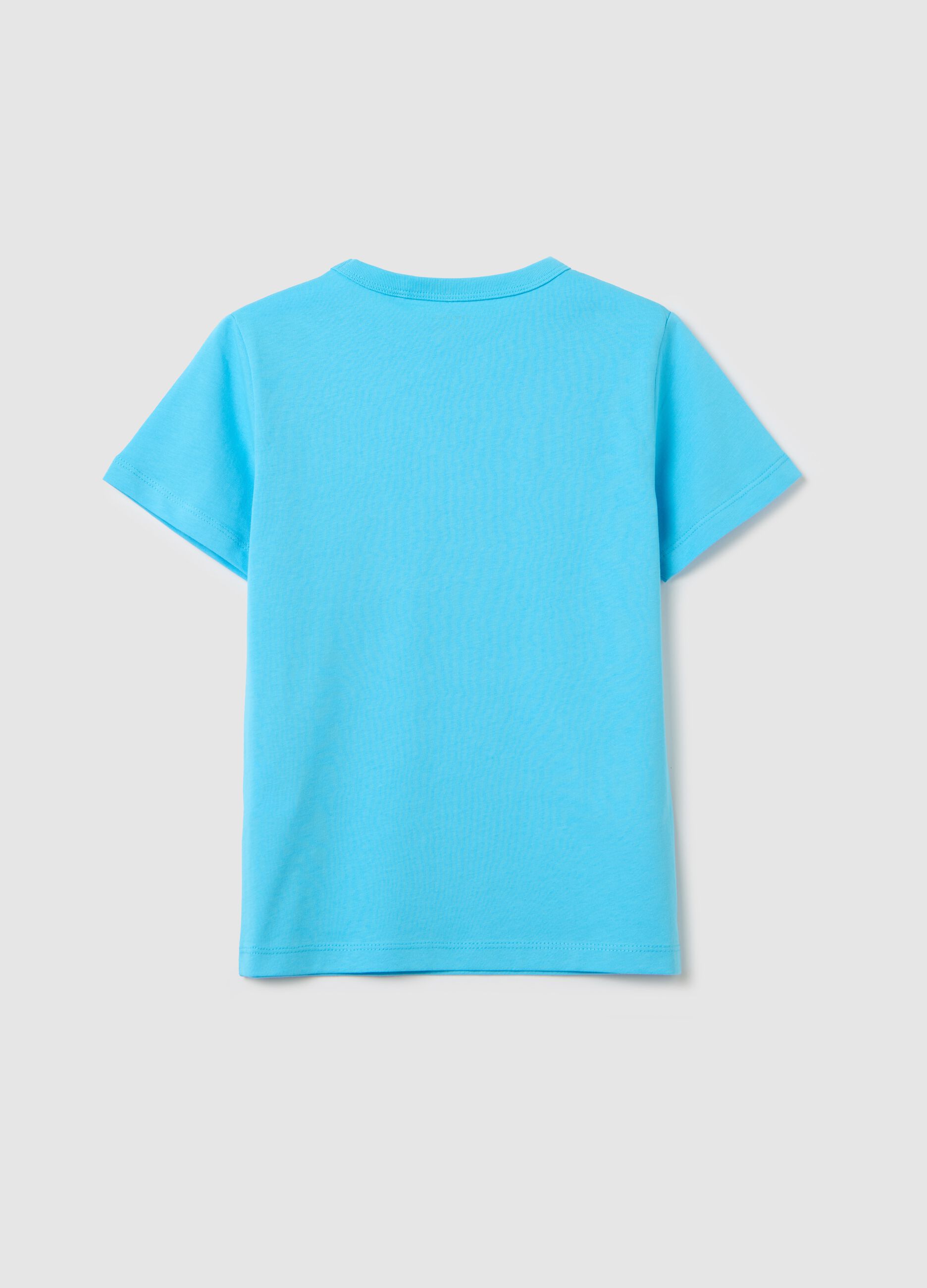 Light blue T-shirt in organic cotton with round neck