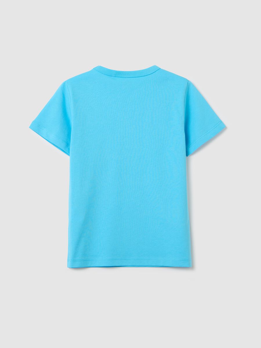 Light blue T-shirt in organic cotton with round neck_1