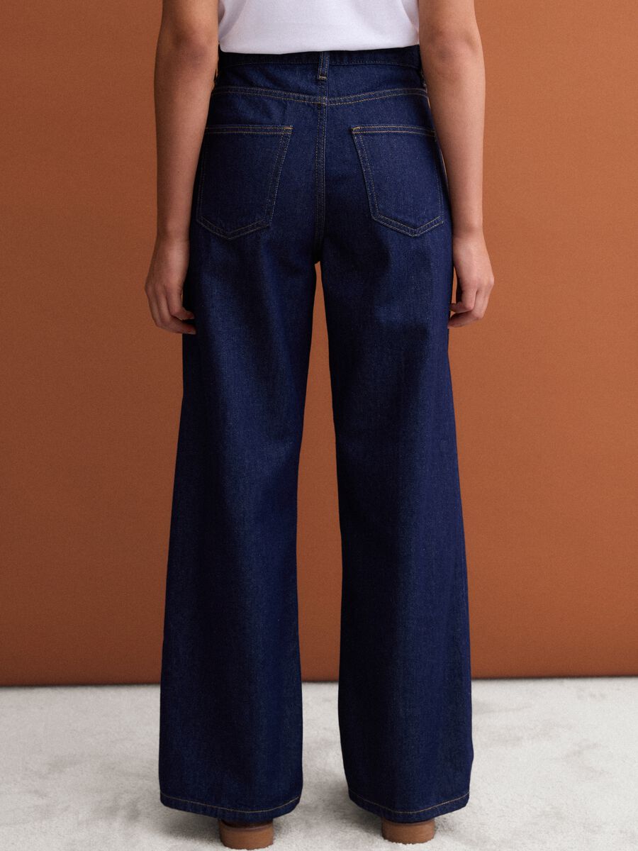 Jeans denim blu in puro cotone straight fit_3