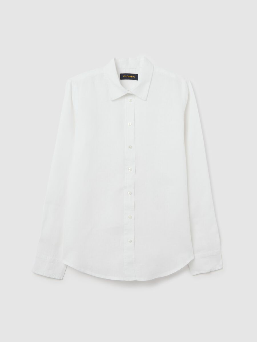 White regular-fit shirt in linen_4