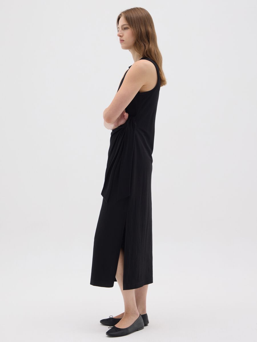 Black Slim Fit Mixed Fabric Dress_1