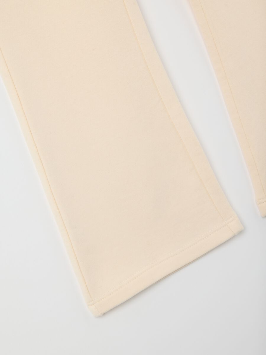 Treggings flare da bambina in cotone elasticizzato beige_3