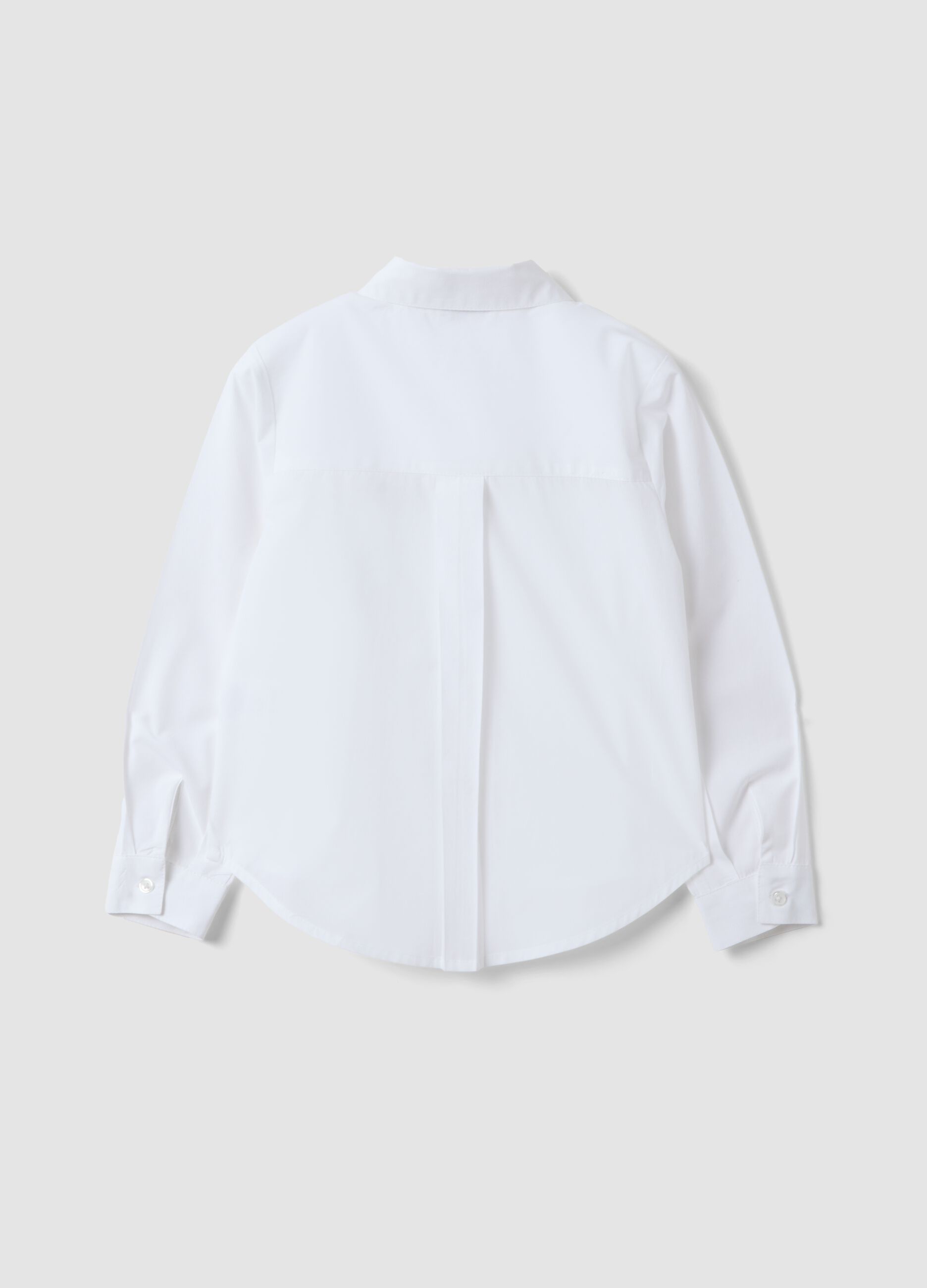 White pure cotton shirt with rhinestones, regular fit, for girls