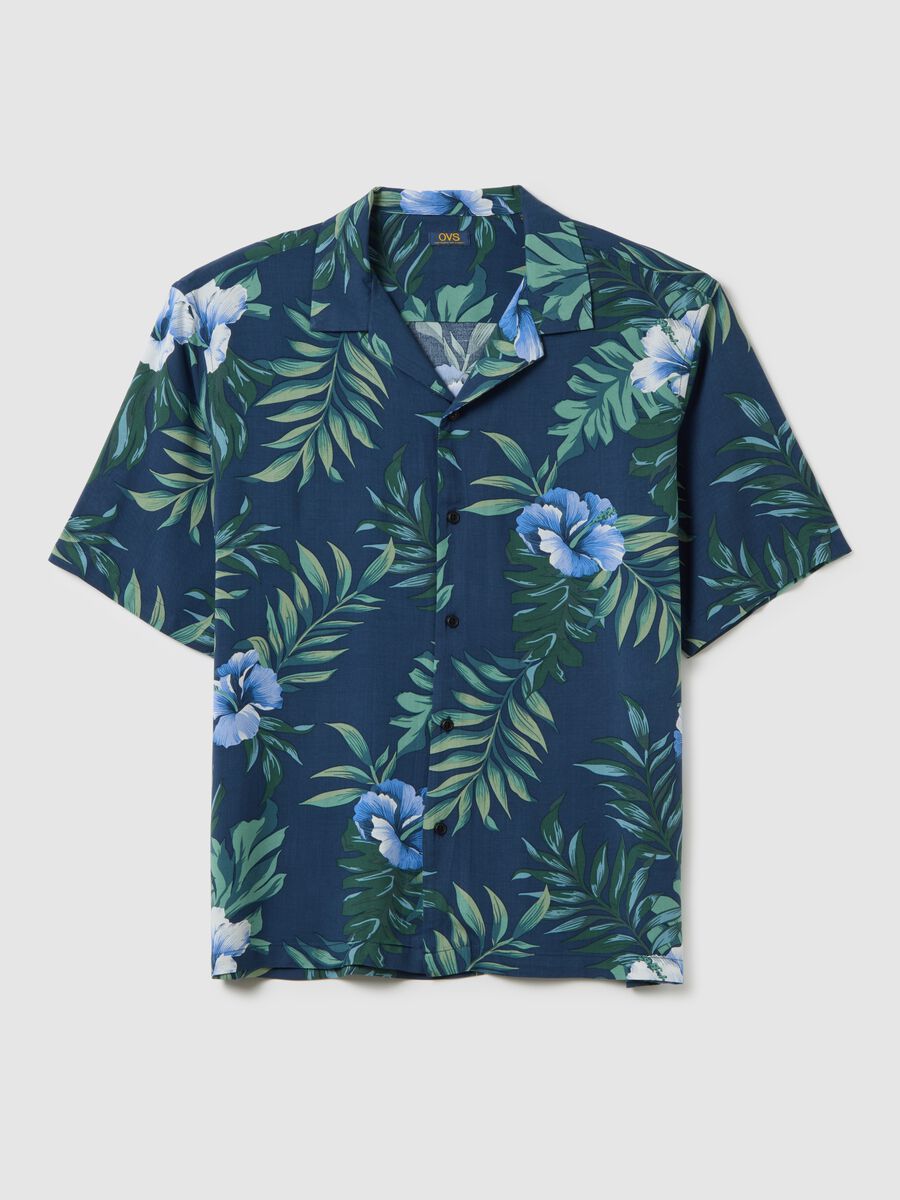 Men's multicolour over-fit shirt with floral pattern_4