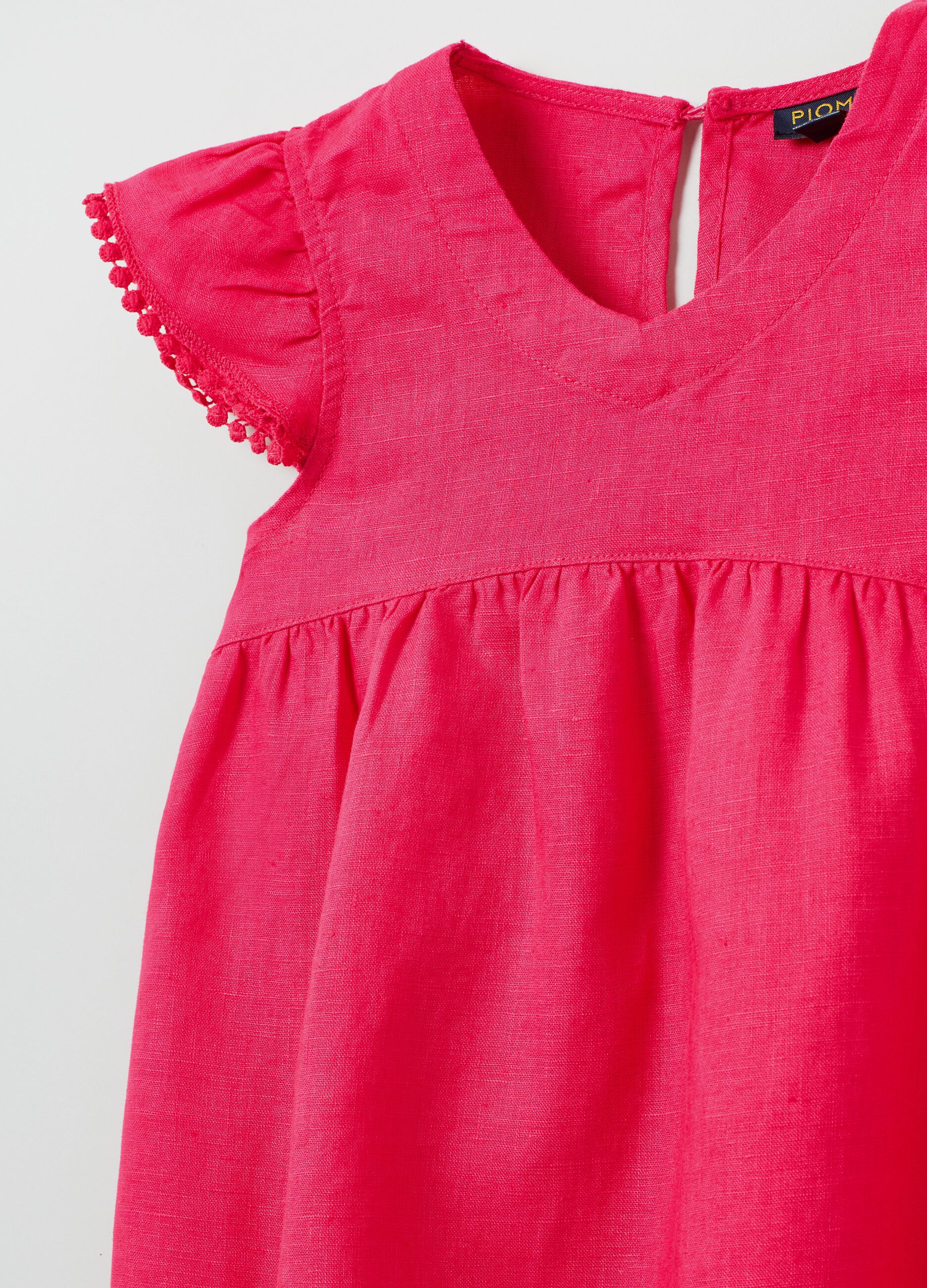 Blusa in lino con mini pon pon_2