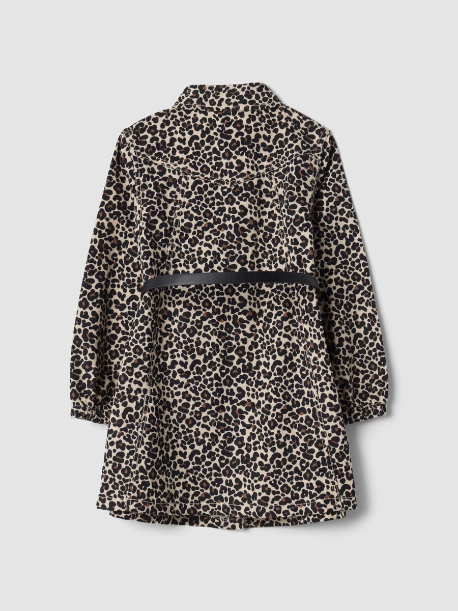 Abito animalier in puro cotone con colletto regular fit_1