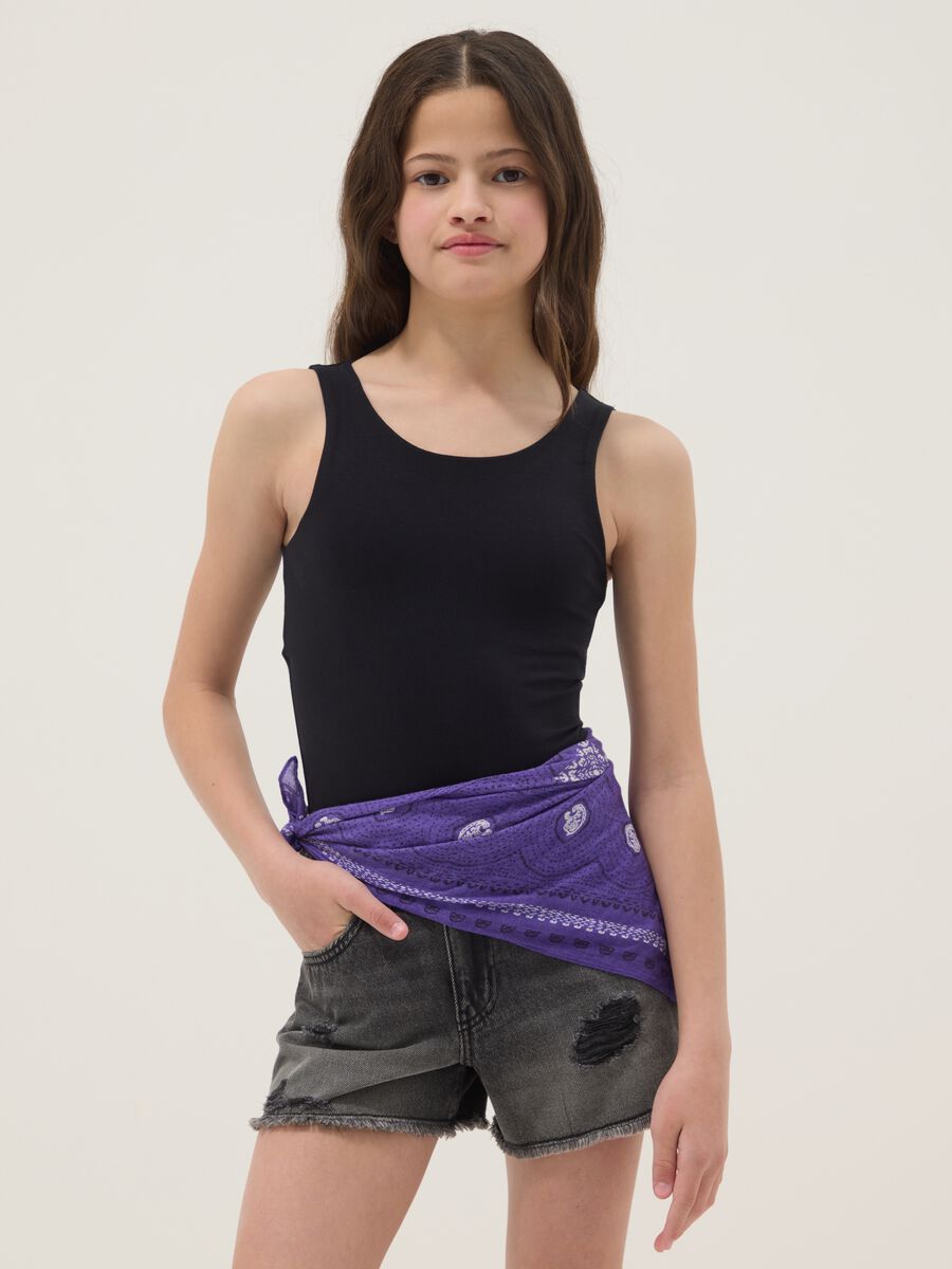 Girls&rsquo; black fitted stretch cotton bodysuit_0