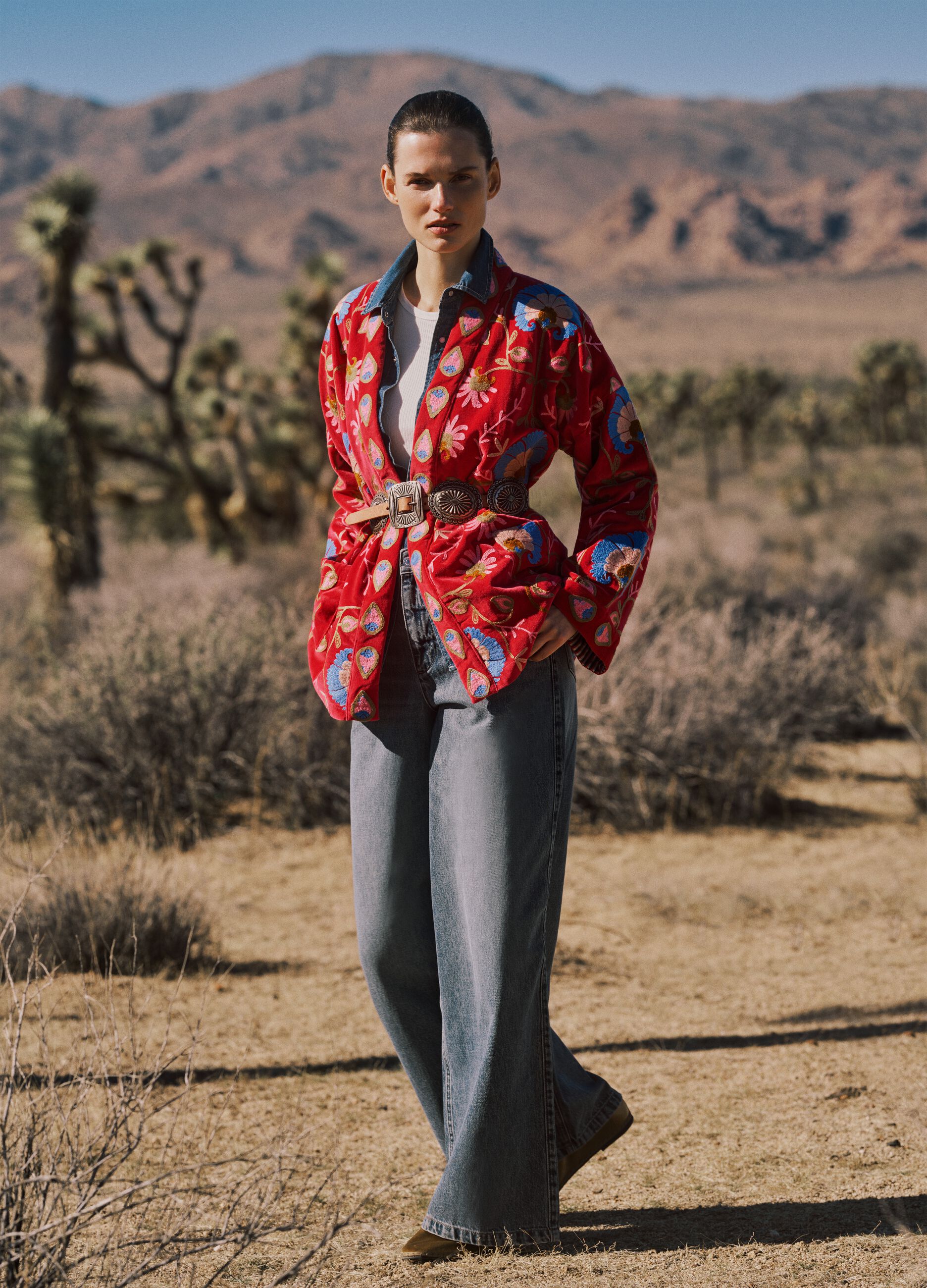 Wide Leg Blue Denim Pure Cotton Jeans