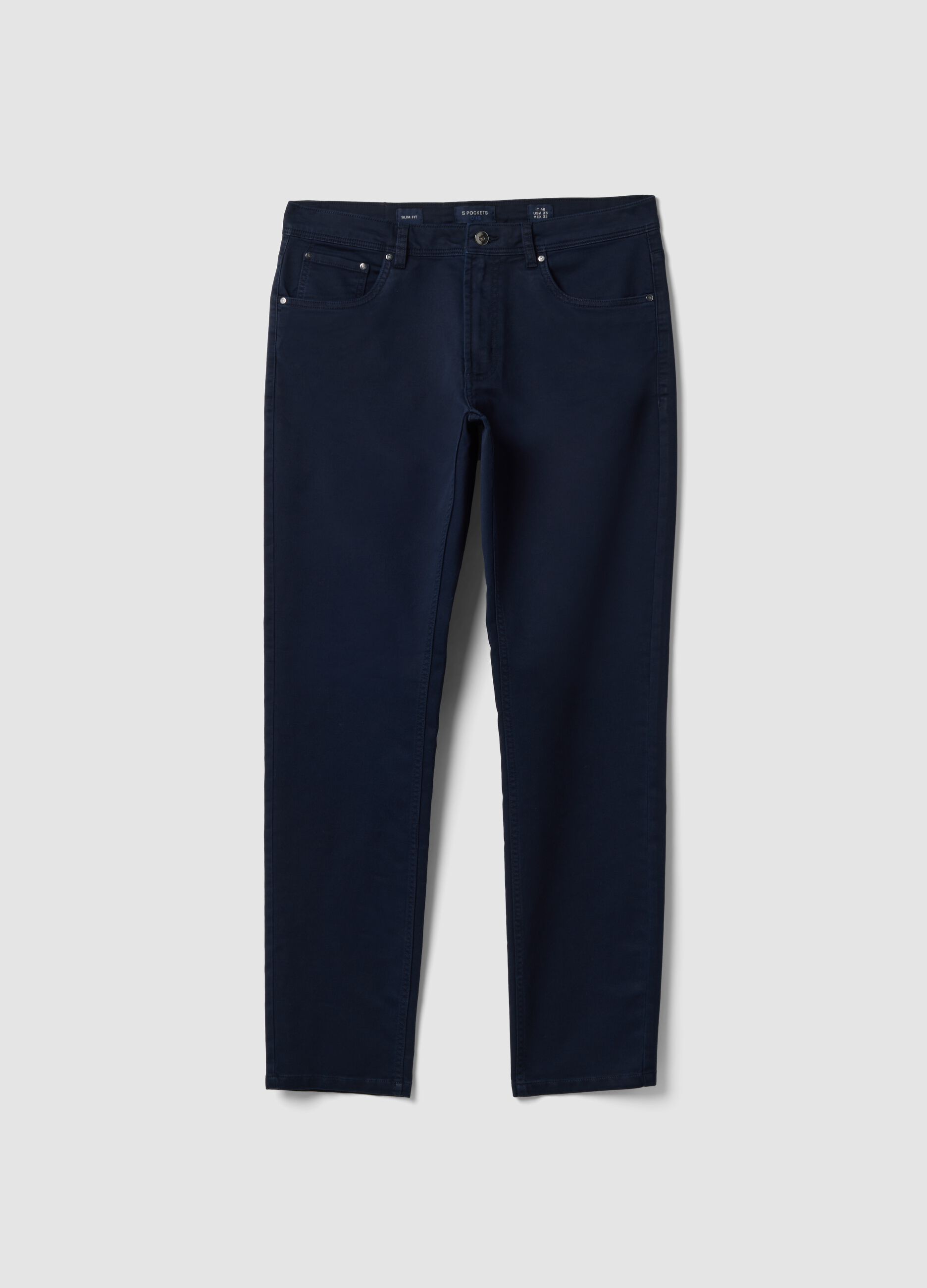 Green slim-fit stretch cotton dobby trousers