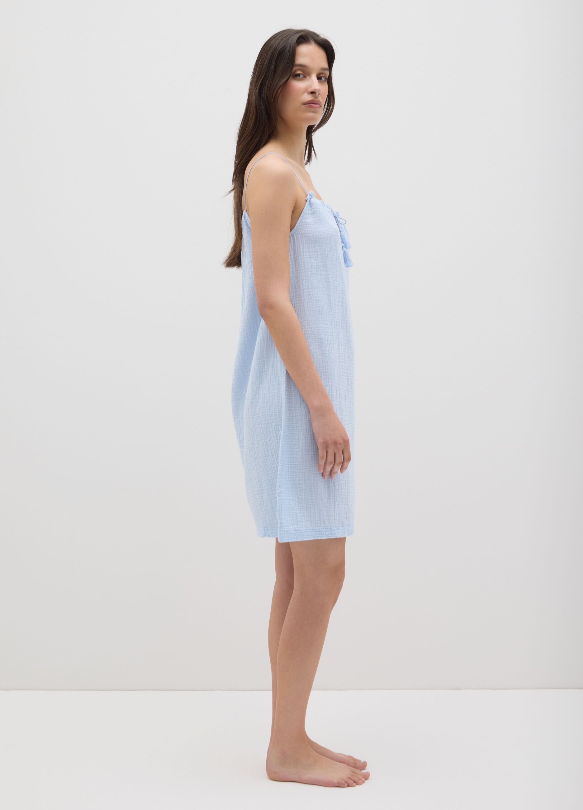 Camicia da donna in puro cotone azzurra