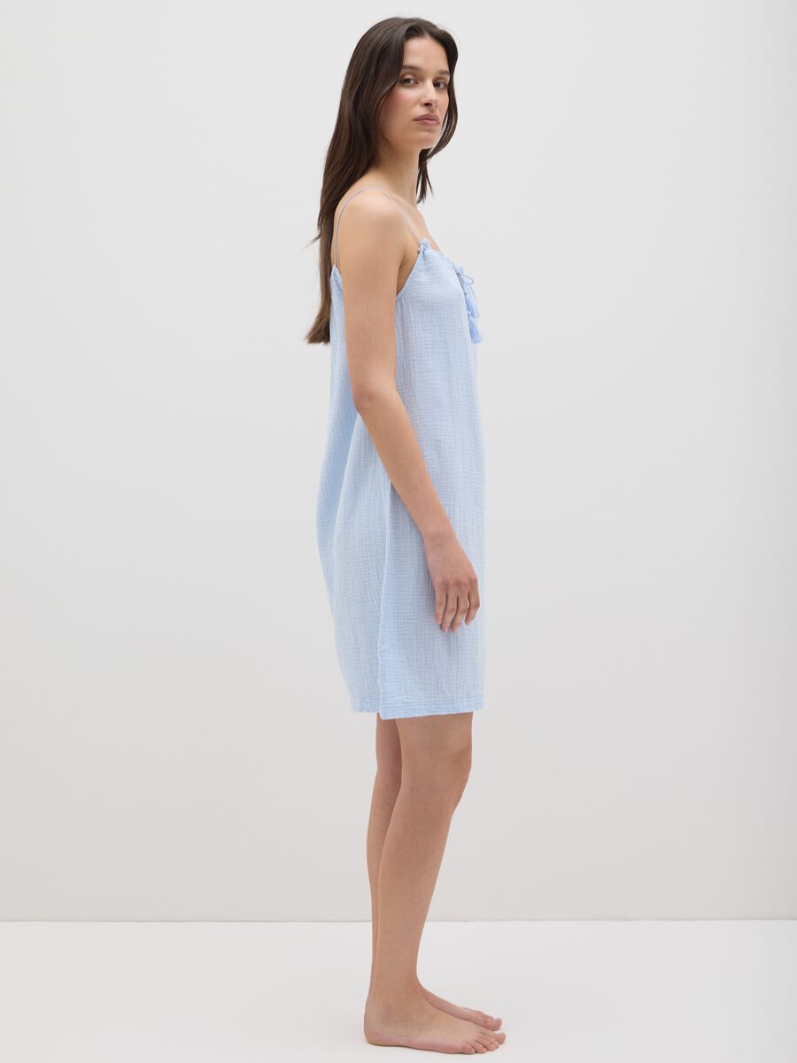 Light blue pure cotton women's shirt_0