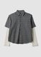 Black double-layer checked pure cotton poplin shirt, oversized fit_0